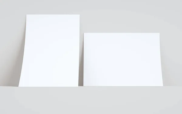 Flyer Briefpapier Attrappe Zwei Flyer Gegen Den Hintergrund Der Wand — Stockfoto