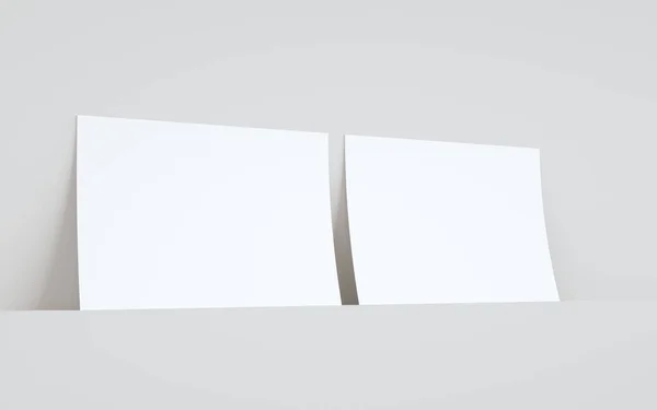 A4フライヤー レターヘッドモックアップ 壁の背景に2つのフライヤー 3Dイラスト — ストック写真
