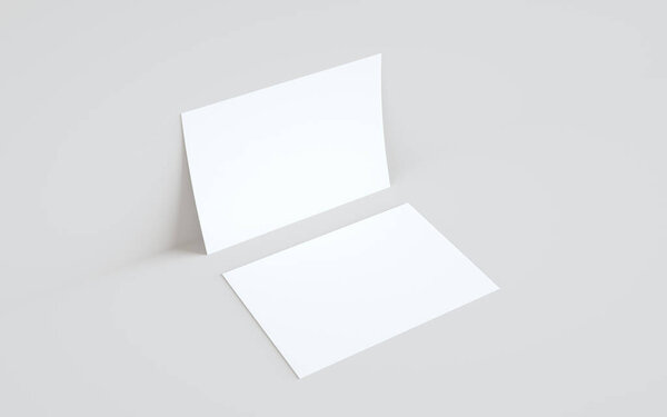 A4 Flyer / Letterhead Mock-Up - Two Flyers Against Wall Background. 3D Illustration