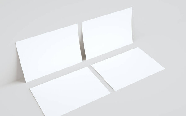 A4 Flyer / Letterhead Mock-Up - Two Flyers Against Wall Background. 3D Illustration