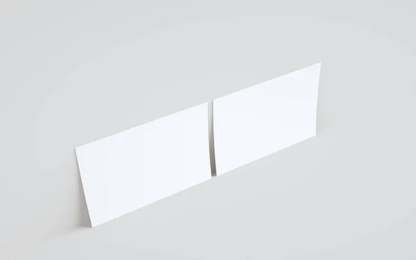 A5フライヤー パンフレットモックアップ 壁を背景にした2枚のフライヤー 3Dイラスト — ストック写真
