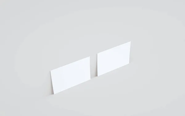 A6フライヤー パンフレットモックアップ 壁の背景に2人のフライヤー 3Dイラスト — ストック写真