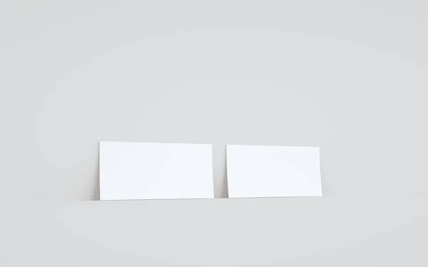 Flyer 招待状モックアップ 壁の背景に2人のフライヤー 3Dイラスト — ストック写真