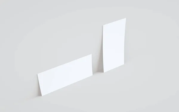 Flyer 招待状モックアップ 壁の背景に2人のフライヤー 3Dイラスト — ストック写真