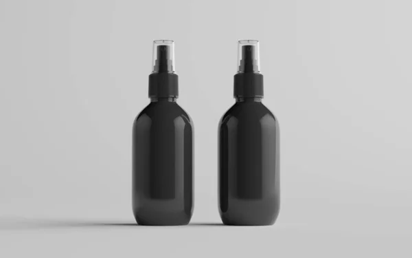 Bottiglia Spray Plastica Nera 200Ml Mockup Due Bottiglie Illustrazione — Foto Stock