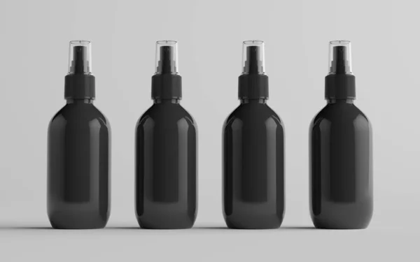 200Ml Black Plastic Spray Bottle Mockup Meerdere Flessen Illustratie — Stockfoto