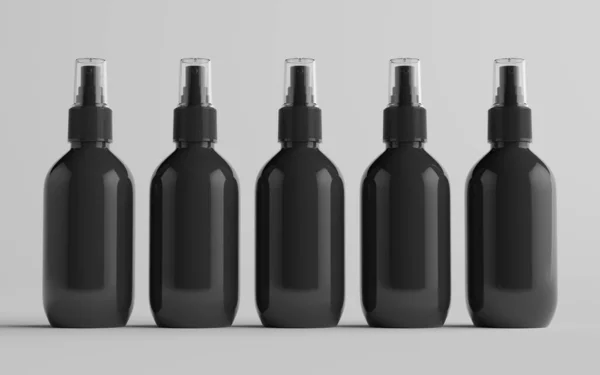 200Ml Black Plastic Spray Bottle Mockup Více Lahví Ilustrace — Stock fotografie