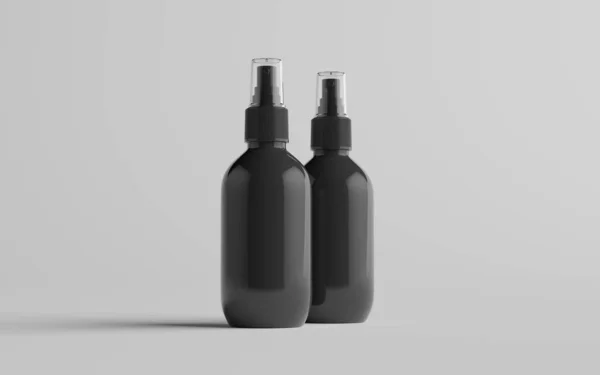 200 Fekete Műanyag Spray Palack Mockup Két Palack Illusztráció — Stock Fotó