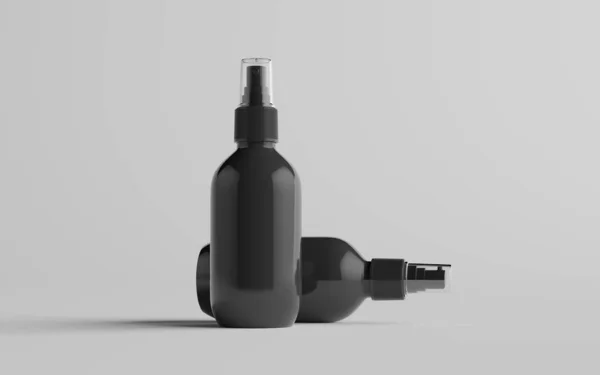 Botella Spray Plástico Negro 200Ml Mockup Dos Botellas Ilustración —  Fotos de Stock