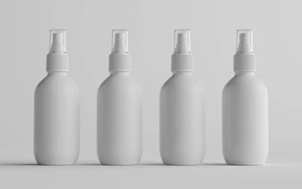 Botella Spray Plástico Blanco 200 Mockup Múltiples Botellas Ilustración —  Fotos de Stock