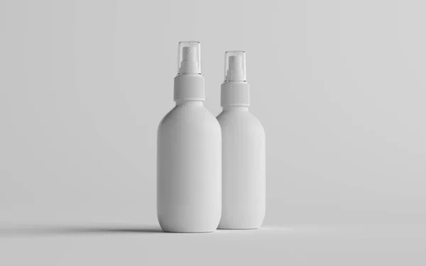 200 Білого Пластикового Розпилювача Макет Пляшки Дві Пляшки Ілюстрації — стокове фото