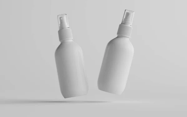 200Ml Mokup Semprot Plastik Putih Dua Botol Ilustrasi — Stok Foto
