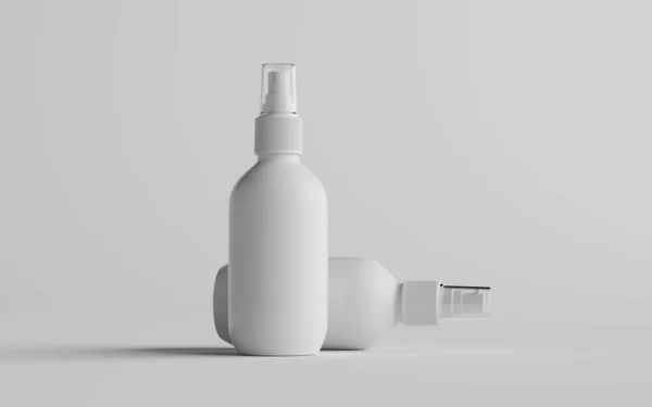 200Ml White Plastic Spray Bottle Mockup Two Bottles Illustration — Stock Photo, Image