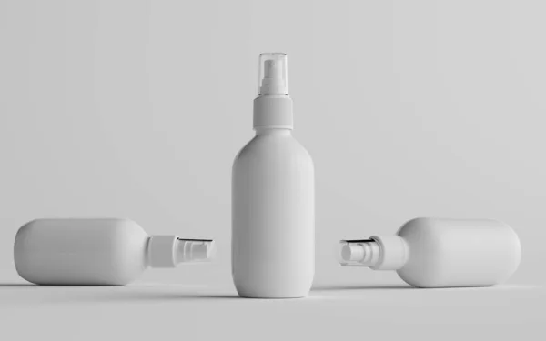 200Ml White Plastic Spray Bottle Mockup Three Bottles — 스톡 사진