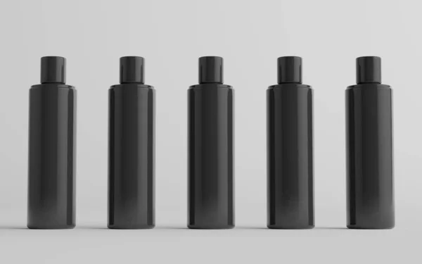 250Ml Champú Plástico Negro Gel Ducha Piel Tónico Botella Cosmética — Foto de Stock