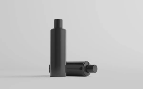 250Ml Black Plastic Shampoo Shower Gel Skin Tonic Cosmetic Bottle — Stock Photo, Image