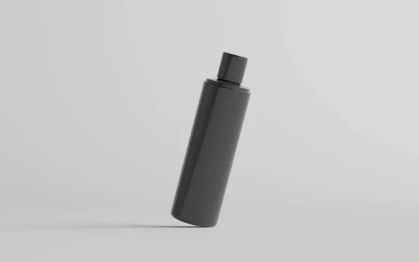 250Ml黑色塑料洗发水 淋浴凝胶 皮肤软胶 化妆品瓶 一个瓶子 3D说明 — 图库照片
