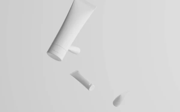 250Ml Cosmetic Cream Tube Packaging Mockup Multiple Floating Tubes Illustration — Stockfoto