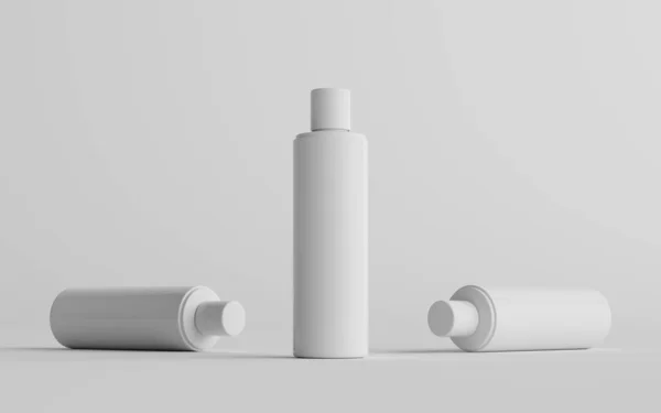 250Ml白色塑料洗发水 淋浴凝胶 皮肤软胶 化妆品瓶 3D说明 — 图库照片
