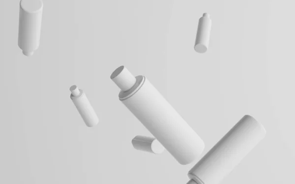250Ml White Plastic Shampoo Duschgel Skin Tonic Kosmetikflaschen Mockup Mehrere — Stockfoto