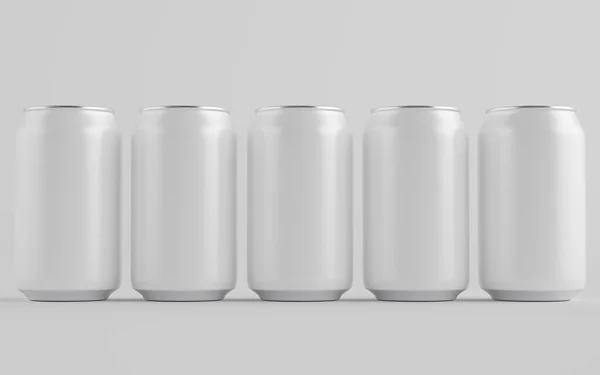 330Ml Aluminium Can Mockup Multiple Cans Blank Label Illustration — Stock Photo, Image