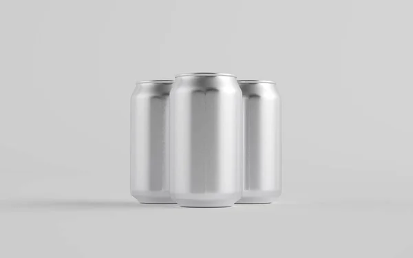 350Ml Aluminium Can Mockup Three Cans Illustration — Stock Photo, Image