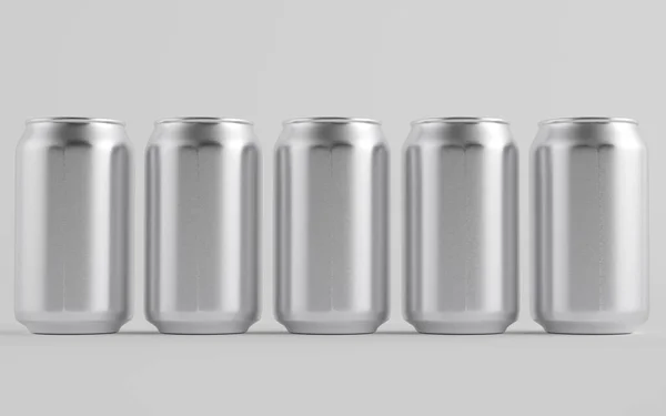 Uncji 350 Aluminium Can Mockup Wiele Puszek Ilustracja — Zdjęcie stockowe