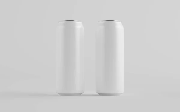 16盎司 500Ml铝罐模型 两辆汽车 空白标签 3D说明 — 图库照片