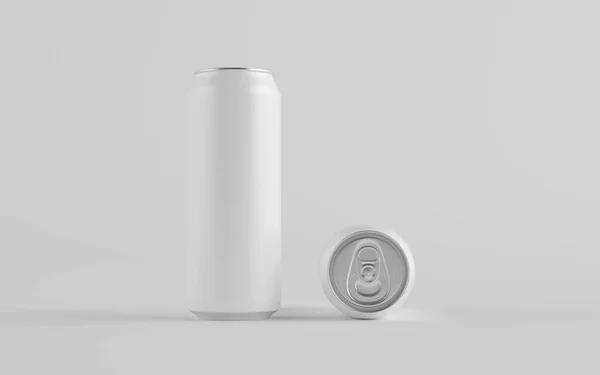 16盎司 500Ml铝罐模型 两辆汽车 空白标签 3D说明 — 图库照片