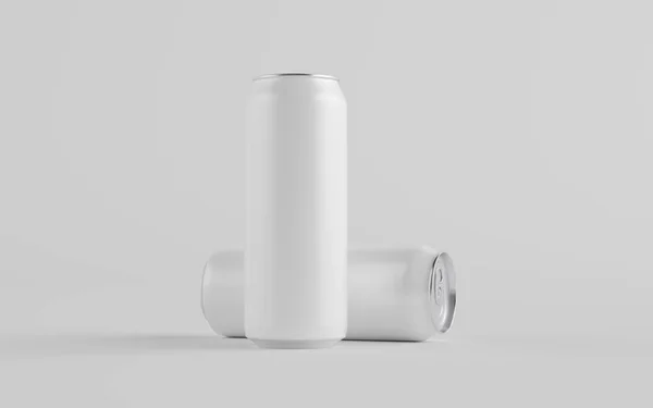 500Ml Aluminium Can Mockup Two Cans Blank Label Illustration — Stock Photo, Image