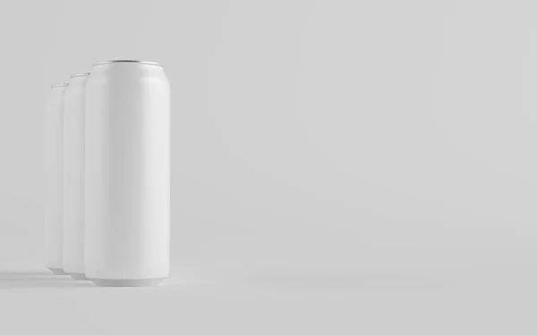 500Ml Aluminium Can Mockup Three Cans Blank Label Illustration — Stock Photo, Image