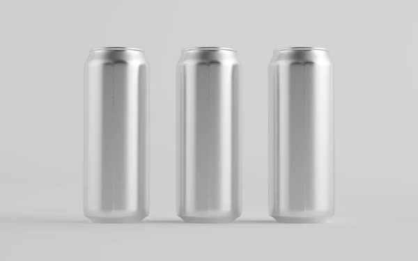 Uncji 500Ml Aluminiowe Piwo Soda Energy Drink Can Mockup Trzy — Zdjęcie stockowe