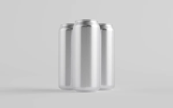 500Ml Aluminium Beer Soda Energy Drink Can Mockup Three Cans — Stock Photo, Image