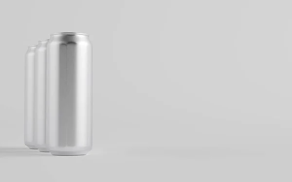 500Ml Aluminium Bier Soda Energy Drink Can Mockup Drie Blikken — Stockfoto