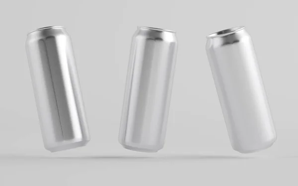 500Ml Cerveja Alumínio Refrigerante Bebida Energética Pode Mockup Três Latas — Fotografia de Stock