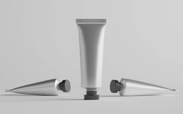 Aluminium Plastic Cosmetische Paint Tube Mockup Drie Buizen — Stockfoto