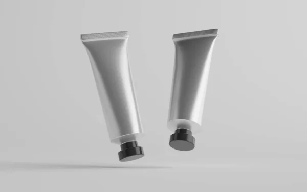 Aluminium Plastic Cosmetische Paint Tube Mockup Twee Buizen — Stockfoto
