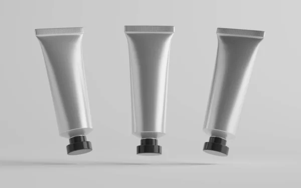Aluminium Plastic Cosmetische Paint Tube Mockup Drie Buizen — Stockfoto