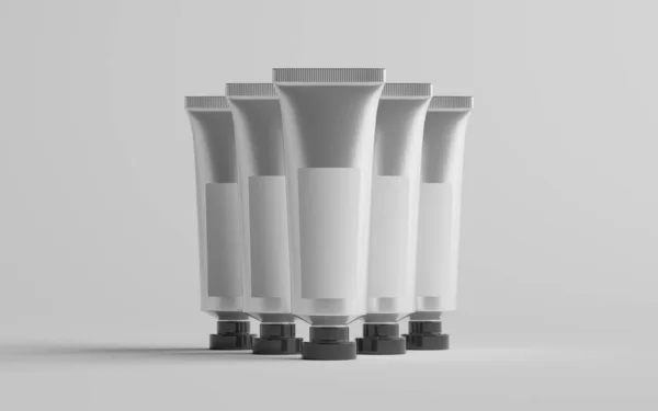 Aluminium Plastic Cosmetic Paint Tube Mockup Mehrere Tuben Leeres Etikett — Stockfoto