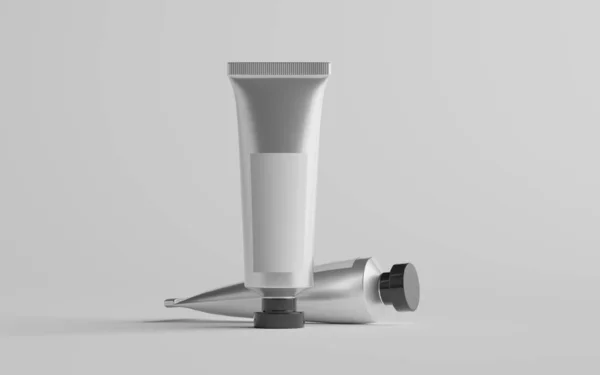 Aluminium Plastic Cosmetische Paint Tube Mockup Twee Buizen Blanco Etiket — Stockfoto