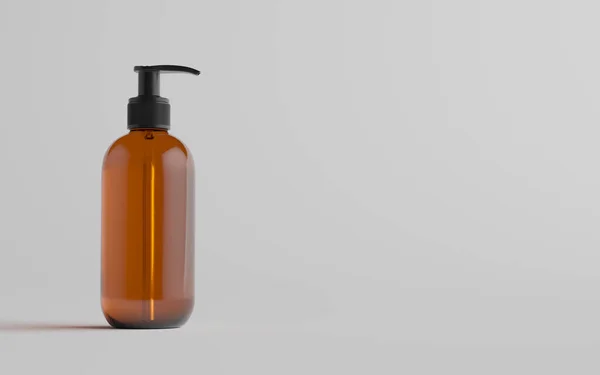 Amber Glass Pump Bottle Mock Υγρό Σαπούνι Shampoo Dispenser Ένα — Φωτογραφία Αρχείου