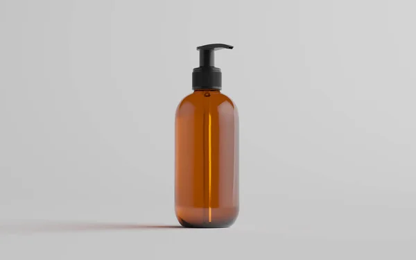 Bernsteinglasflaschen Mock Flüssigseife Shampoo Spender Eine Flasche Illustration — Stockfoto