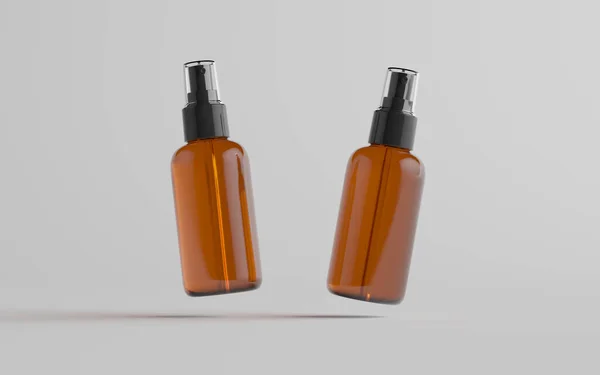Bernstein Spray Bottle Mockup Zwei Flaschen Illustration — Stockfoto