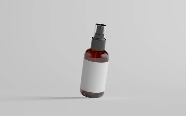 Amber Spray Bottle Mockup Uma Garrafa Etiqueta Branco Ilustração — Fotografia de Stock
