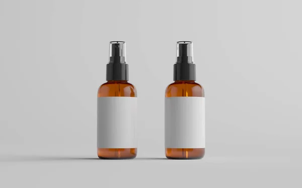 Amber Spray Bottle Mockup Voor Achterkant Blanco Etiket — Stockfoto