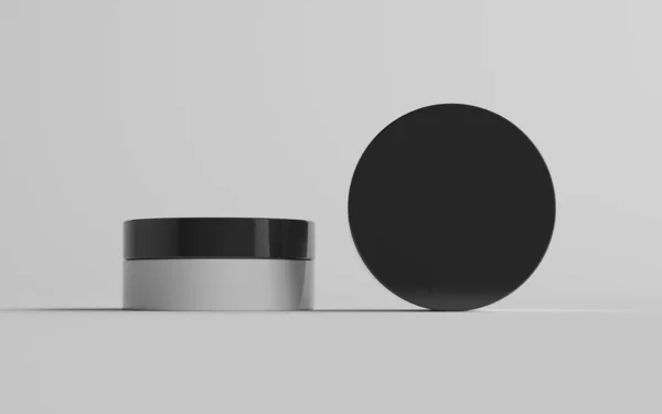 Schwarz Weiß Kunststoff Kosmetikglas Mockup Zwei Gläser Illustration — Stockfoto