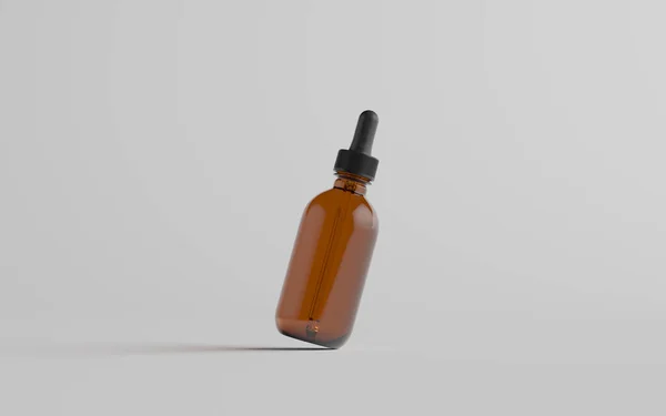 Amber Glass Dropper Bottle Mockup One Bottle 3D说明 — 图库照片