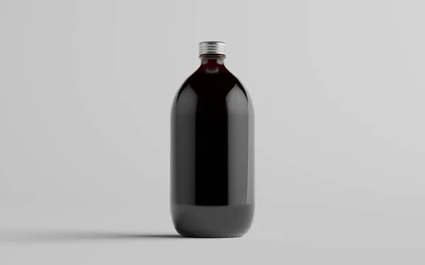 Холодный Кофе Янтарь Коричневый Большой Стеклянной Бутылки Упаковки Макет Одна — стоковое фото