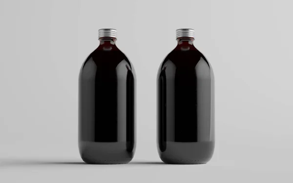 Cold Brew Coffee Bernstein Braun Große Glasflaschen Verpackung Mockup Zwei — Stockfoto