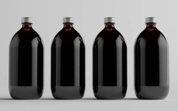 Kallbryggt Kaffe Amber Brun Stor Glasflaska Förpackning Mockup Flera Flaskor — Stockfoto
